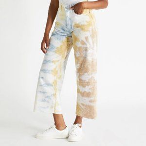 Etica Devon Crop Tie Dye Print Jeans In Botanical Tie Dye